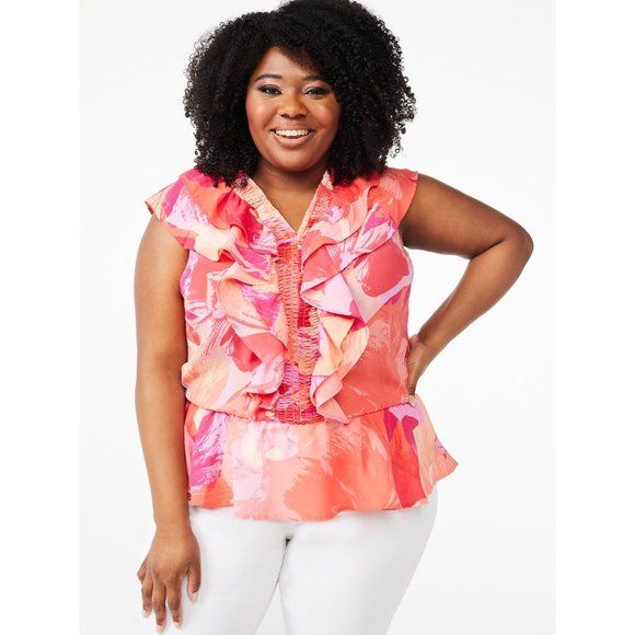 sofia by sofia vergara Tops - sofia by sofia vergara Women's Plus Size Smocked Ruffle Top Peach XXL  NWT